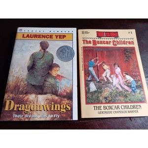 2 Middle Grade Books NEWBERRY AWARD DragonWings YEP & Boxcar Children #1 Warner